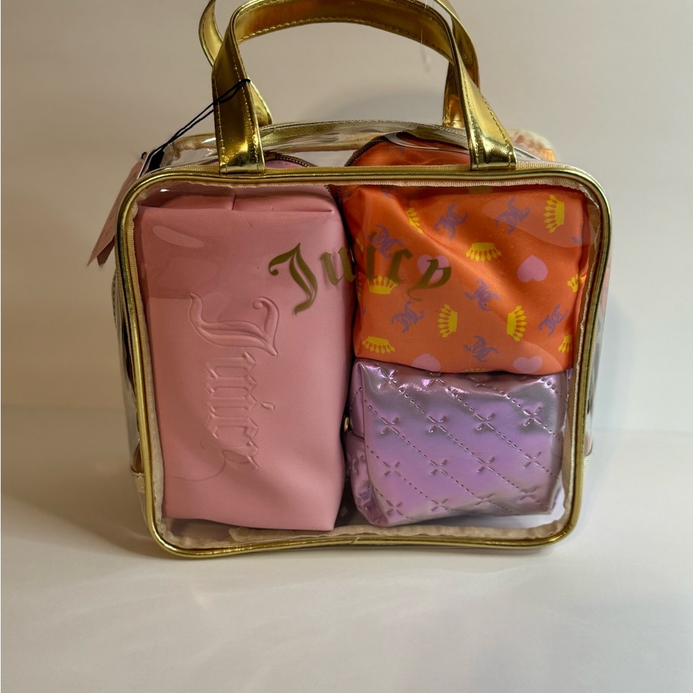 Juicy Couture 4 Piece Nested Cosmetic Storage Bag Set / Travel Bag NWT - Picture 7 of 7